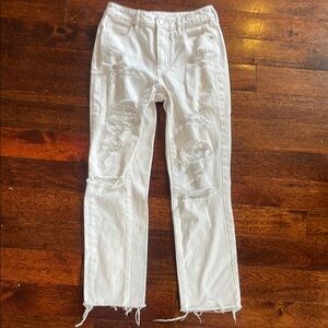White Distressed Mom Jeans